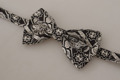 Dolce & Gabbana Elegant Silk Bow Tie in Black Fantasy Pattern