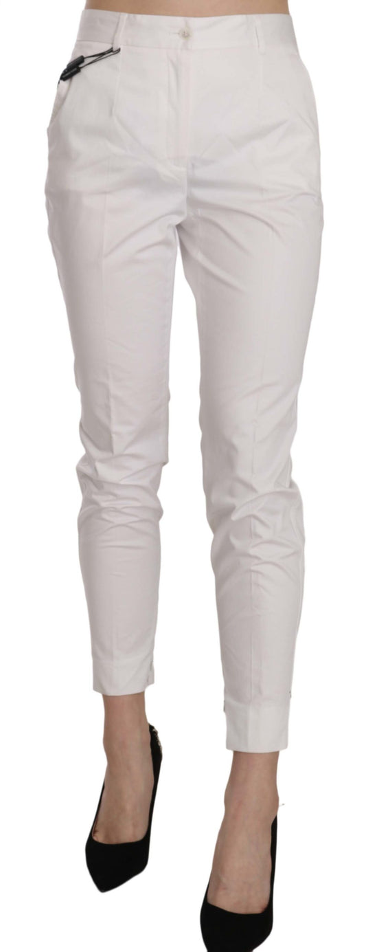 Dolce & Gabbana Elegant White Cotton Blend Trousers