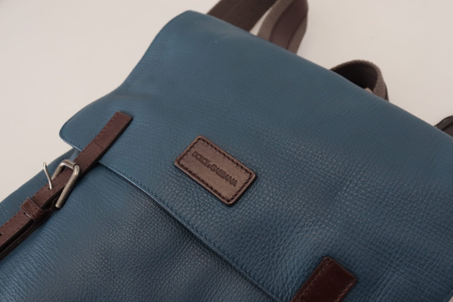 Dolce & Gabbana Elegant Blue Leather Backpack Bag