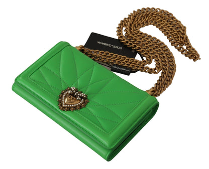 Dolce & Gabbana Elegant Leather iPhone Wallet Case with Chain