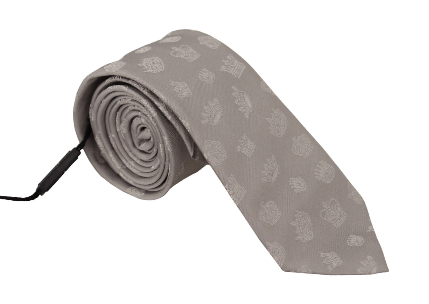 Dolce & Gabbana Elegant Silk Gray Crown Print Bow Tie