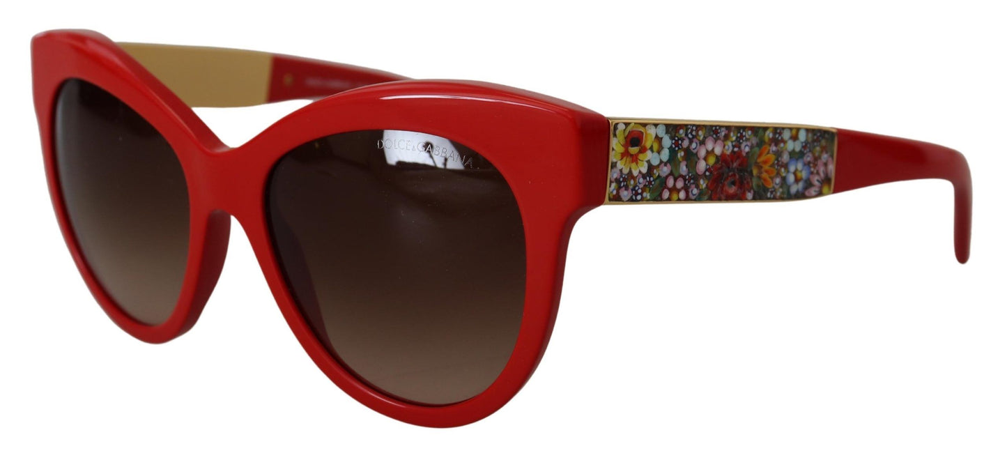 Dolce & Gabbana Elegant Red Mosaico Cat-Eye Sunglasses