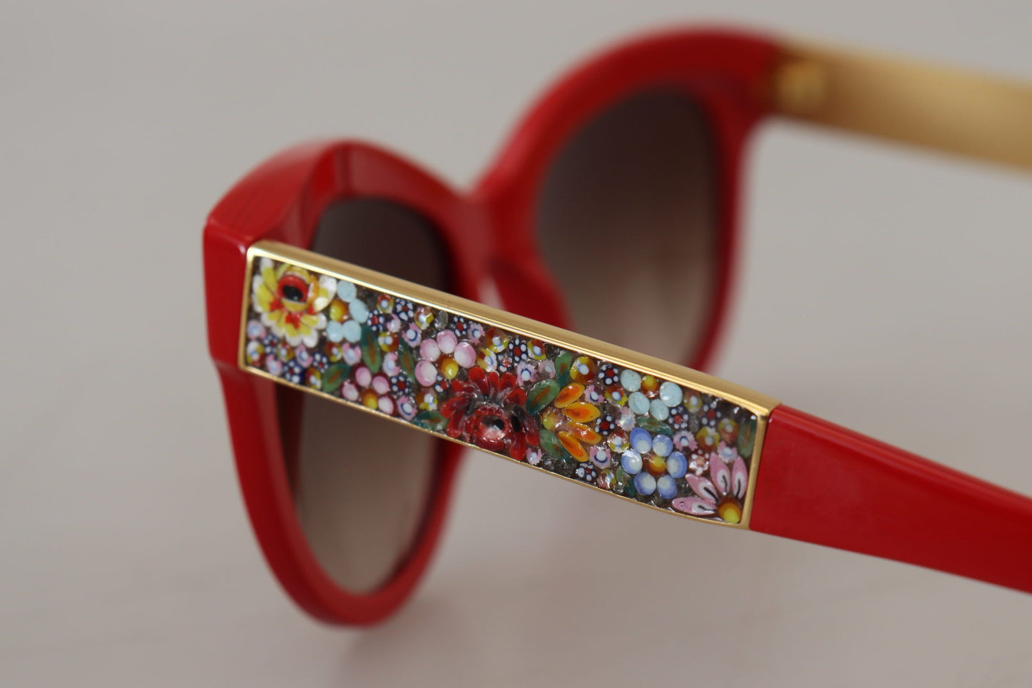 Dolce & Gabbana Elegant Red Mosaico Cat-Eye Sunglasses