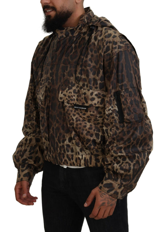 Dolce & Gabbana Elegant Leopard Print Hooded Jacket