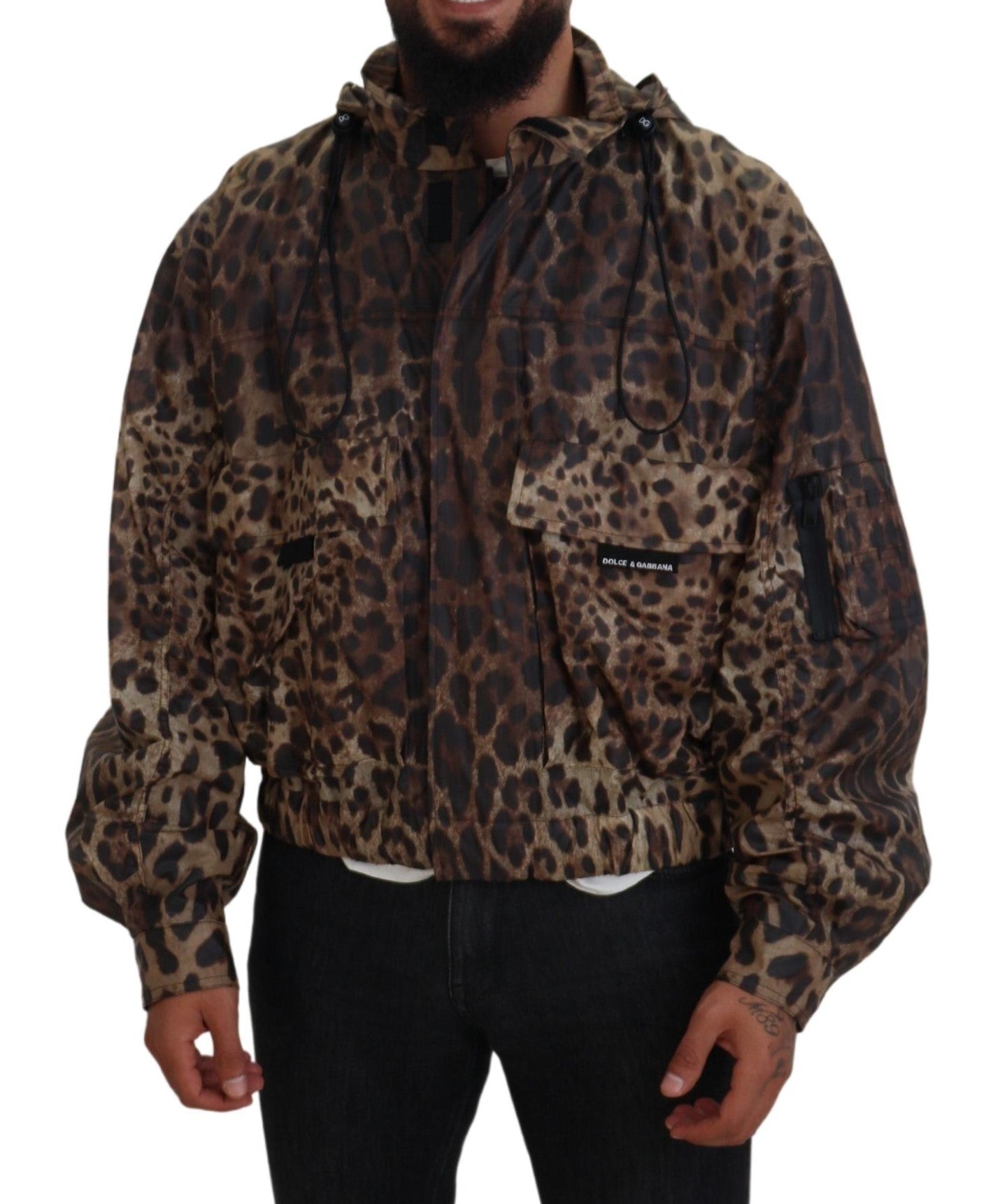 Dolce & Gabbana Elegant Leopard Print Hooded Jacket