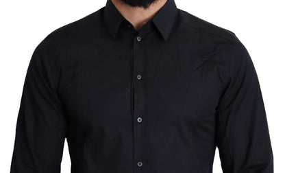 Dolce & Gabbana Sleek Black Slim Fit Cotton Stretch Dress Shirt