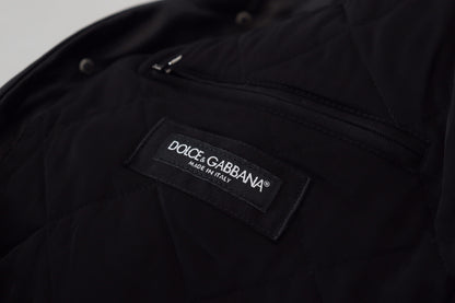 Dolce & Gabbana Elegant Black Leather Bomber Jacket