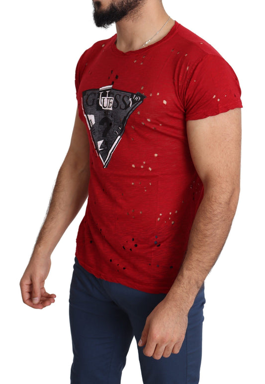 Guess Radiant Red Cotton Tee Perfect For Everyday Style