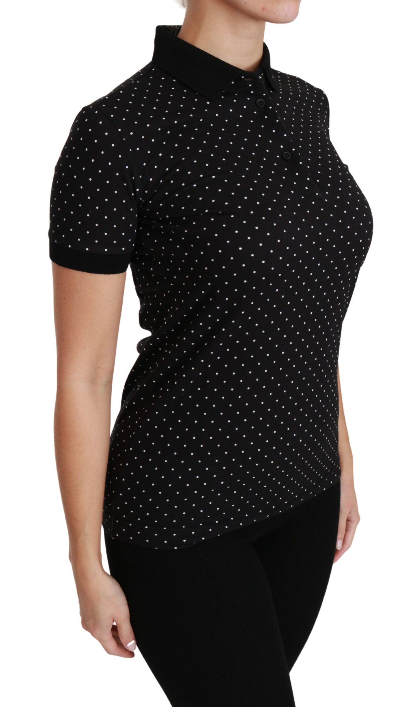 Dolce & Gabbana Elegant Black Dotted Polo Shirt