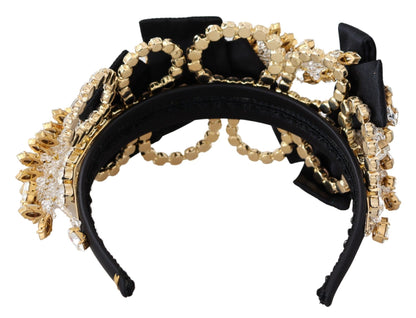 Dolce & Gabbana Elegant Silk Crystal Diadem - Gold & Black