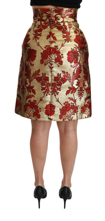 Dolce & Gabbana Opulent Gold Floral Jacquard Skirt