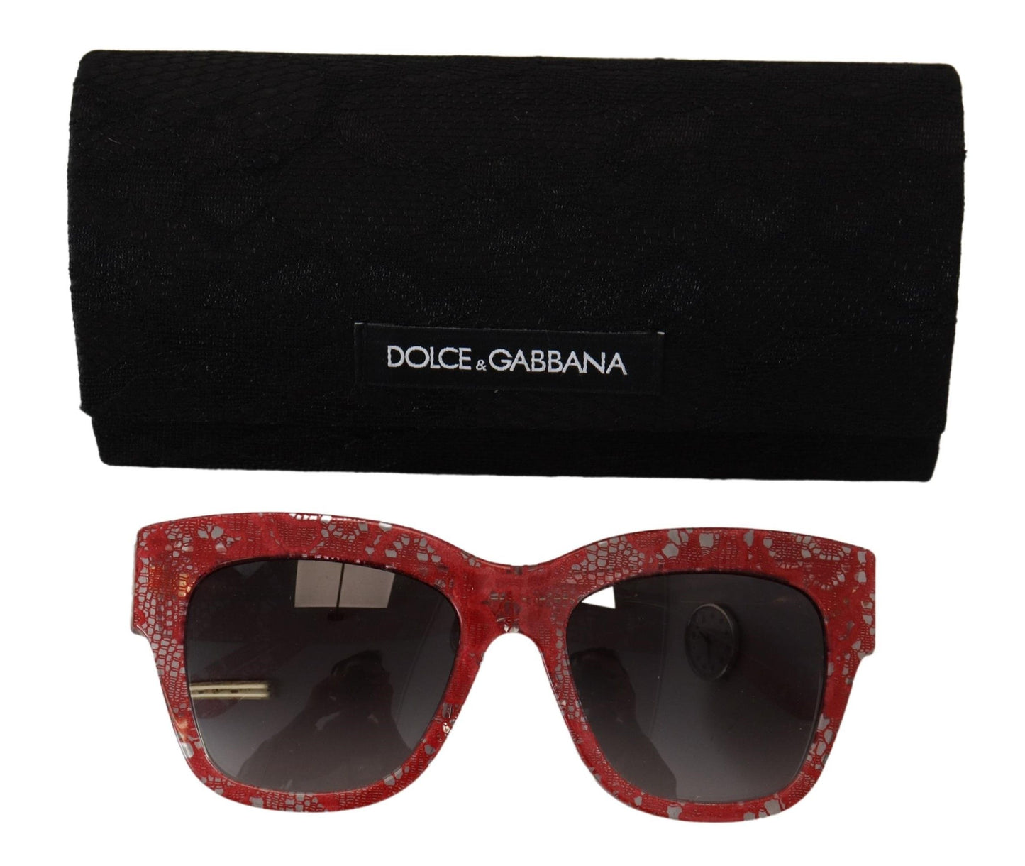 Dolce & Gabbana Elegant Lace-Infused Red Sunglasses