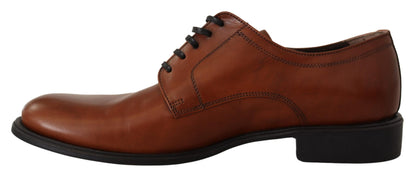 Dolce & Gabbana Brown Leather Lace Up Mens Formal Derby Shoes