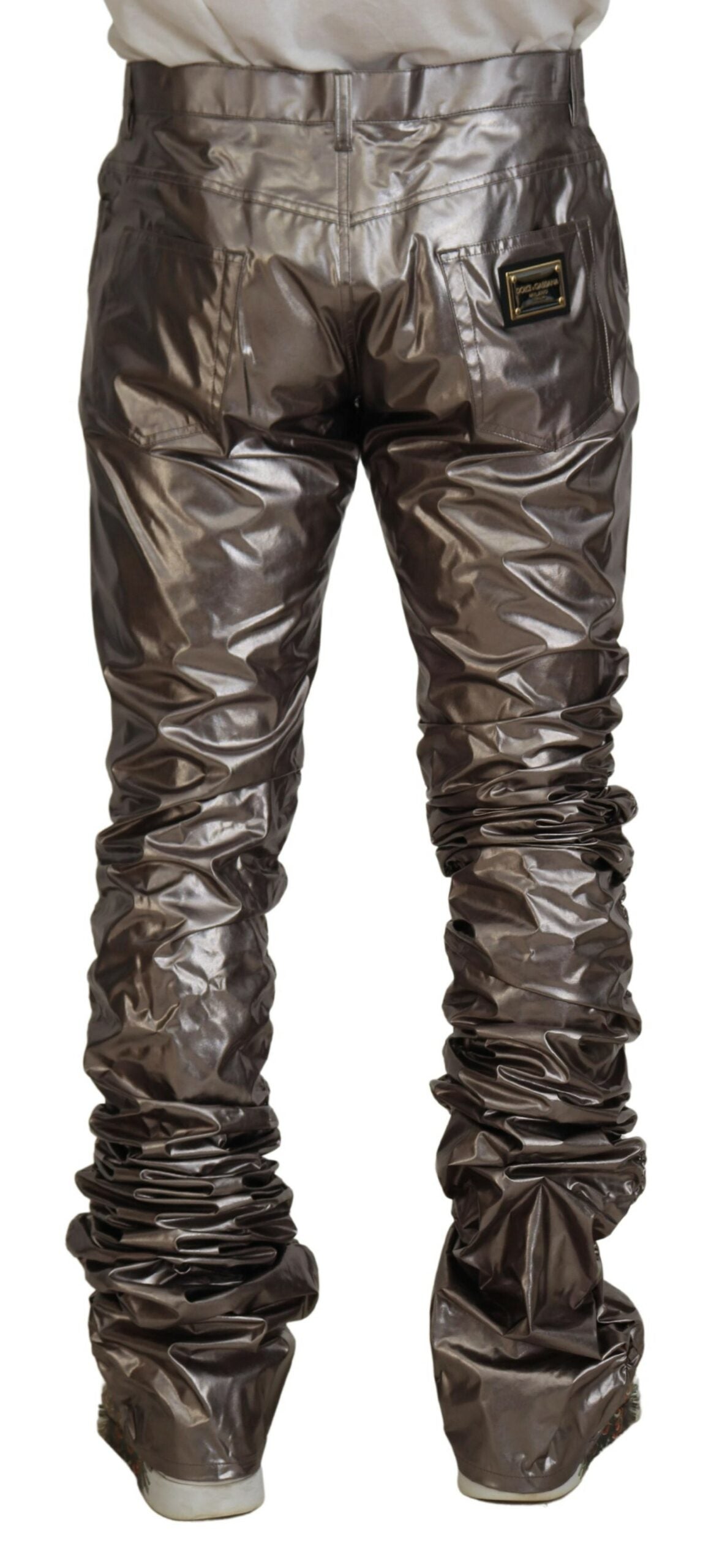 Dolce & Gabbana Metallic Silver Casual Pants