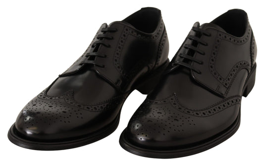 Dolce & Gabbana Black Leather Oxford Wingtip Formal Shoes