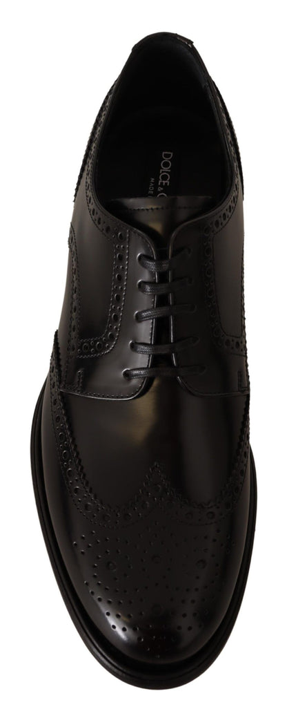 Dolce & Gabbana Black Leather Oxford Wingtip Formal Shoes