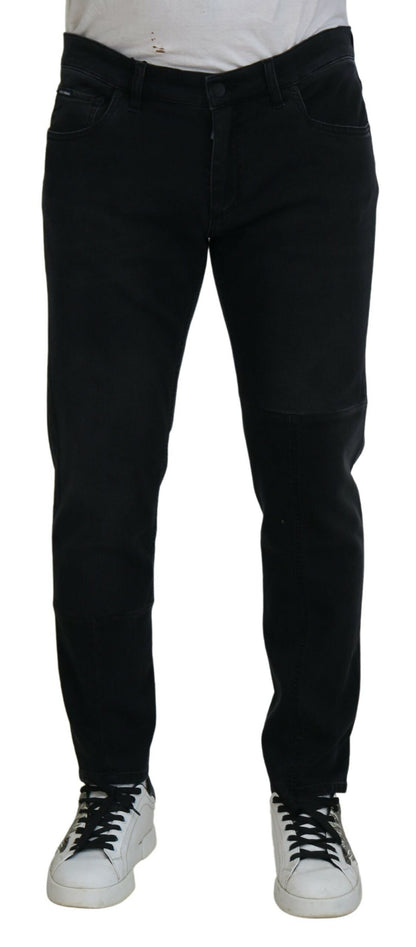 Dolce & Gabbana Black Angel Embroidery Skinny Denim Jeans