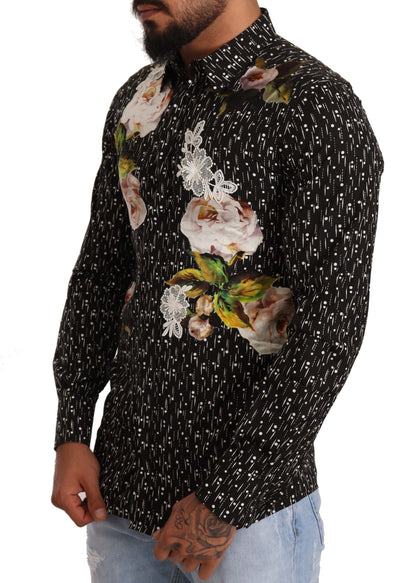 Dolce & Gabbana Elegant Floral Embroidered Dress Shirt