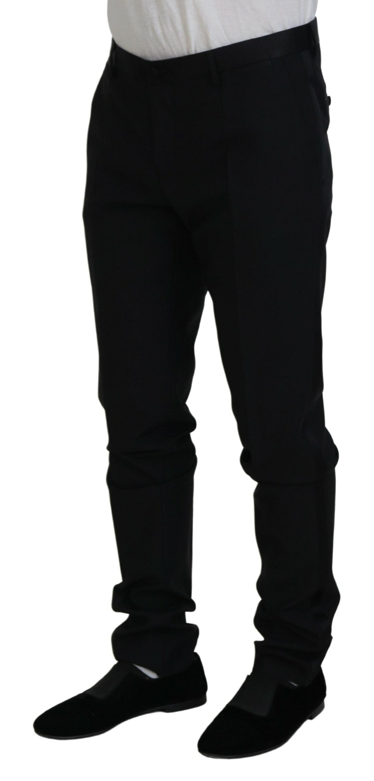 Dolce & Gabbana Black Wool Chino Dress Formal Pants