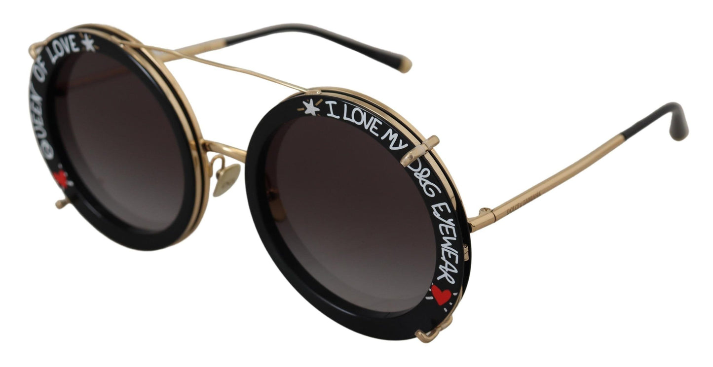 Dolce & Gabbana Elegant Black Gold Gradient Sunglasses