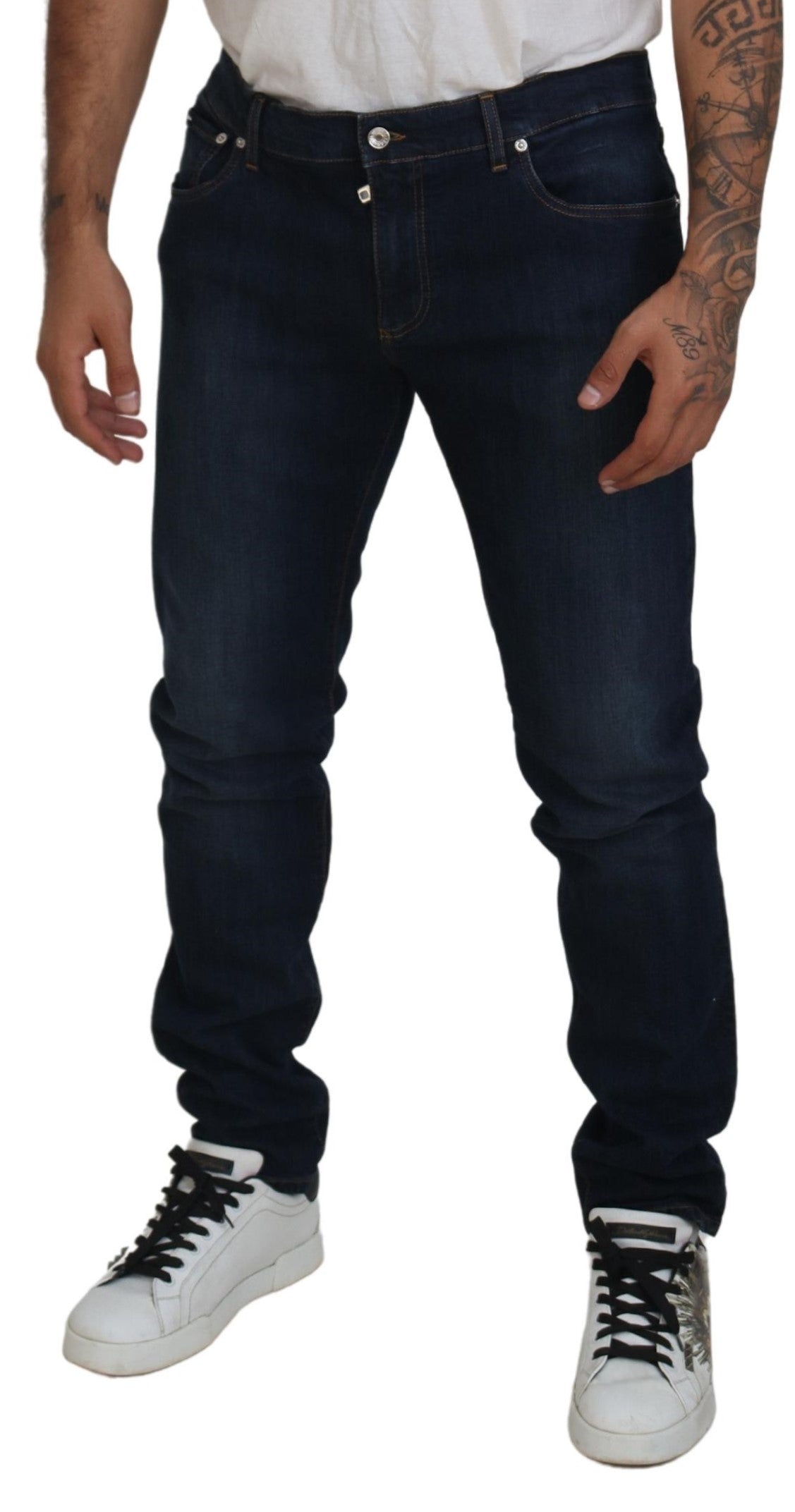 Dolce & Gabbana Dark Blue Cotton Stretch Skinny Denim Jeans