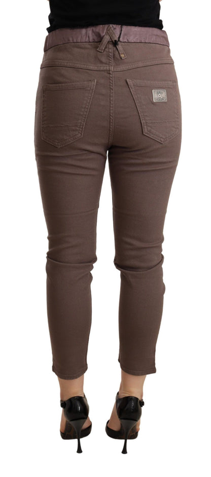 CYCLE Brown Mid Waist Cropped Skinny Stretch Trouser