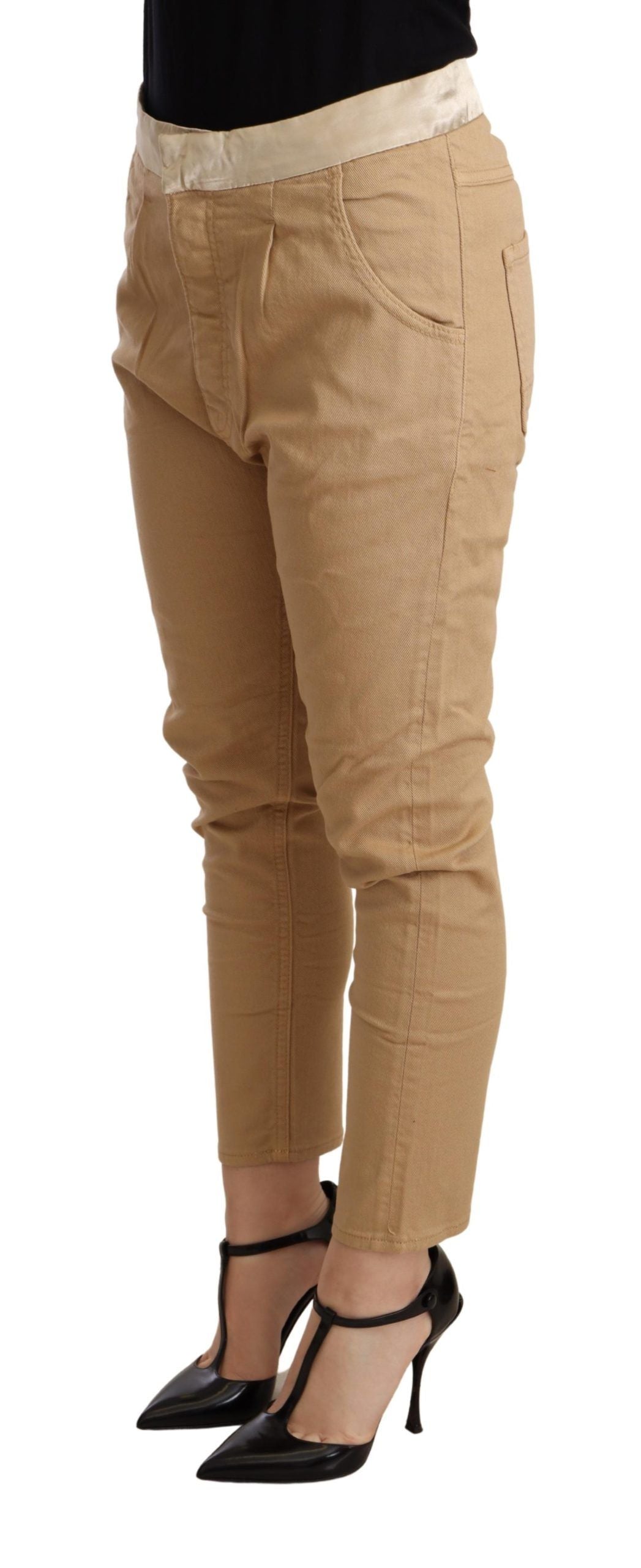 CYCLE Beige Mid Waist Slim Fit Skinny Stretch Trouser