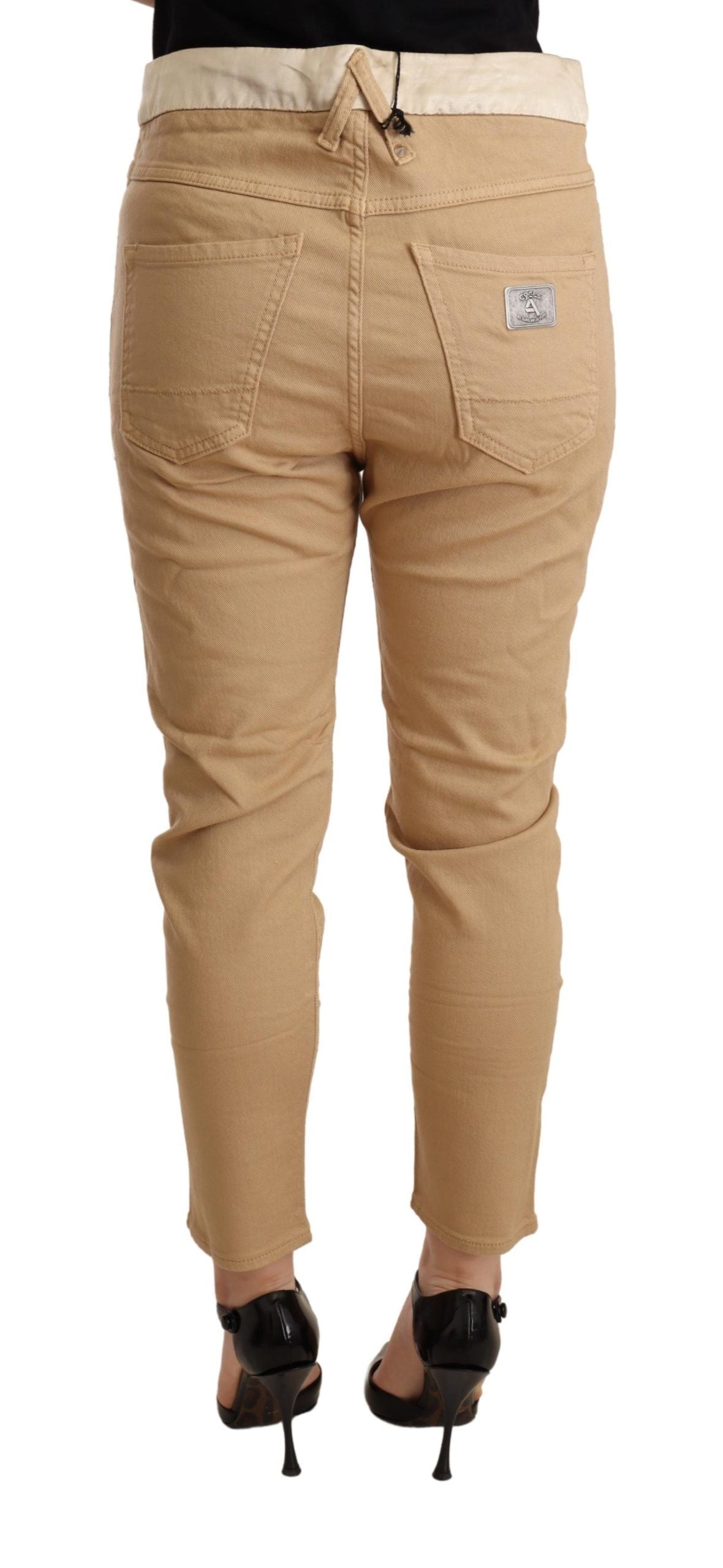 CYCLE Beige Mid Waist Slim Fit Skinny Stretch Trouser