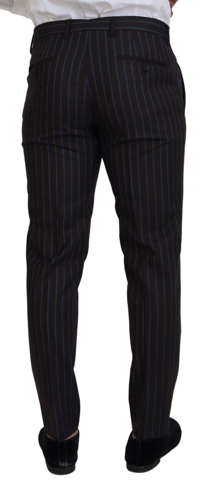 Dolce & Gabbana Elegant Black Striped Virgin Wool Suit