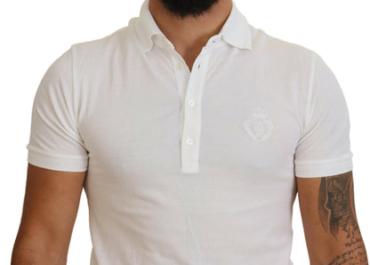 Dolce & Gabbana Elegant White Cotton Blend Polo