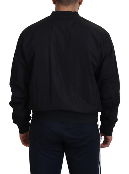 Dolce & Gabbana Black Nylon Logo Bomber Zipper Jacket