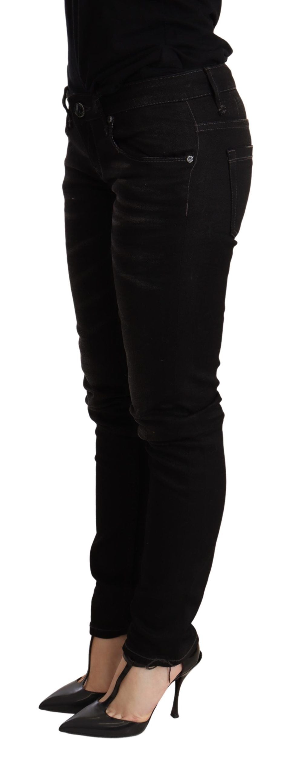 Acht Black Low Waist Skinny Denim Trouser