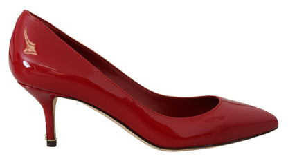 Dolce & Gabbana Red Patent Leather Kitten Heels Pumps Shoes