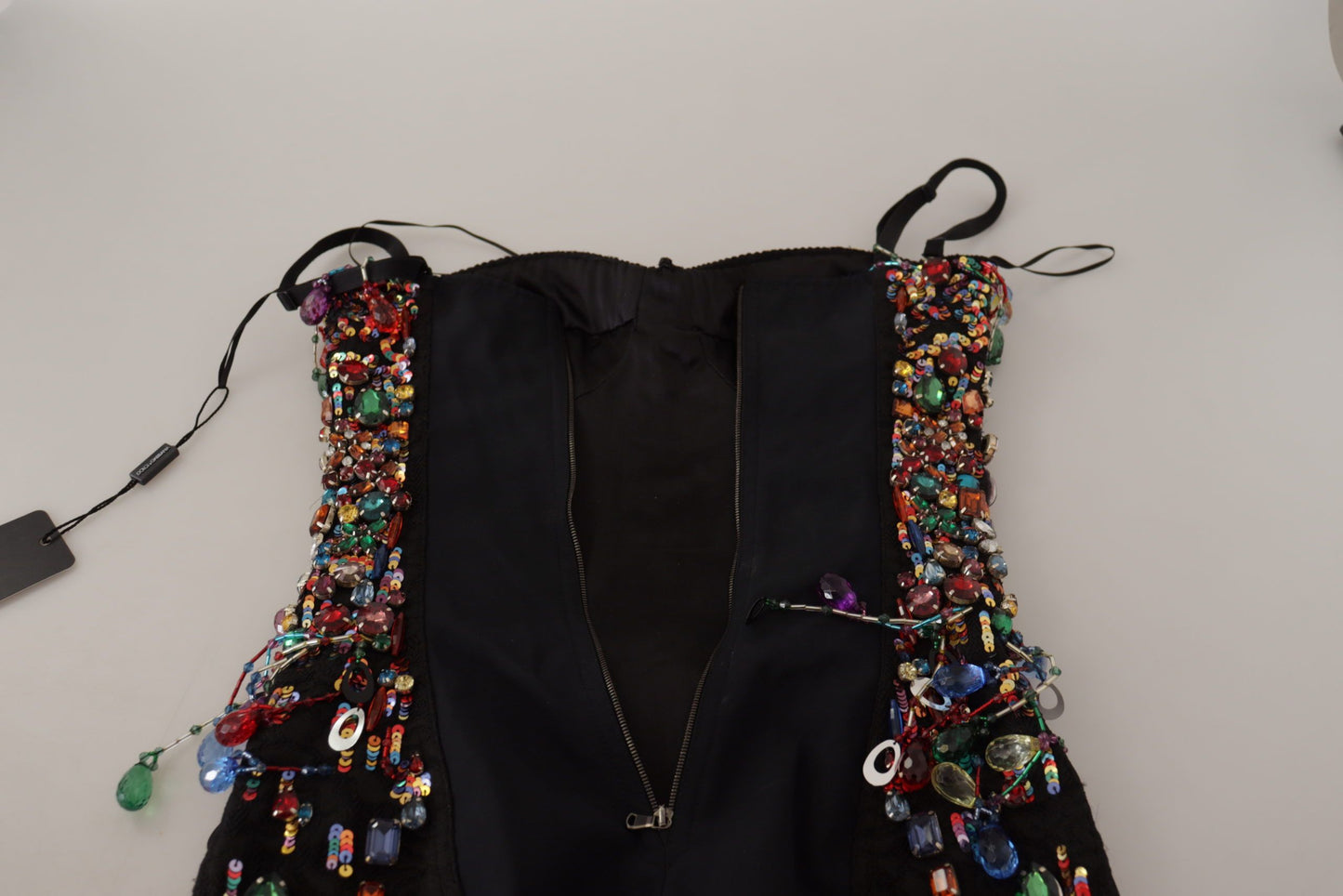 Dolce & Gabbana Multicolor Sleeveless Bustier Jeweled Spring Top