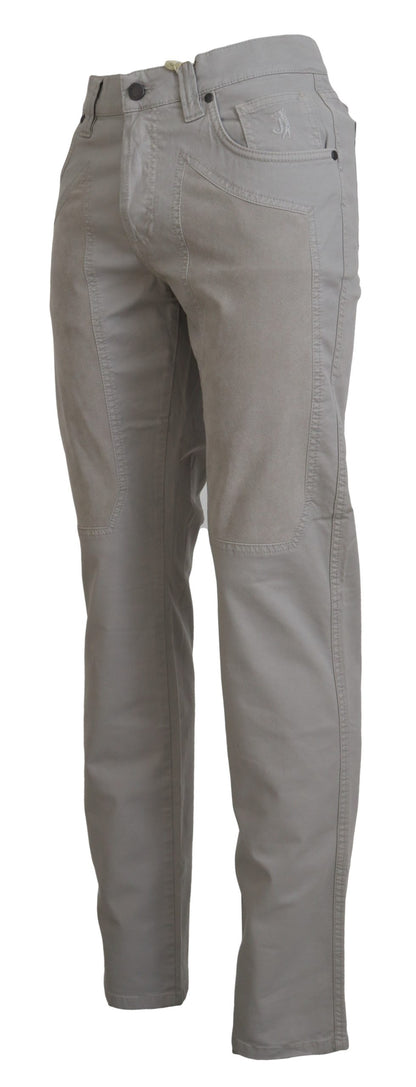 Jeckerson Elegant Gray Cotton Blend Pants