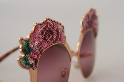 Dolce & Gabbana Chic Rose Sequin Embroidered Sunglasses