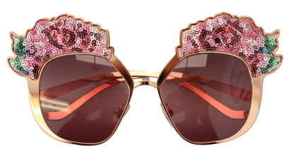 Dolce & Gabbana Chic Rose Sequin Embroidered Sunglasses