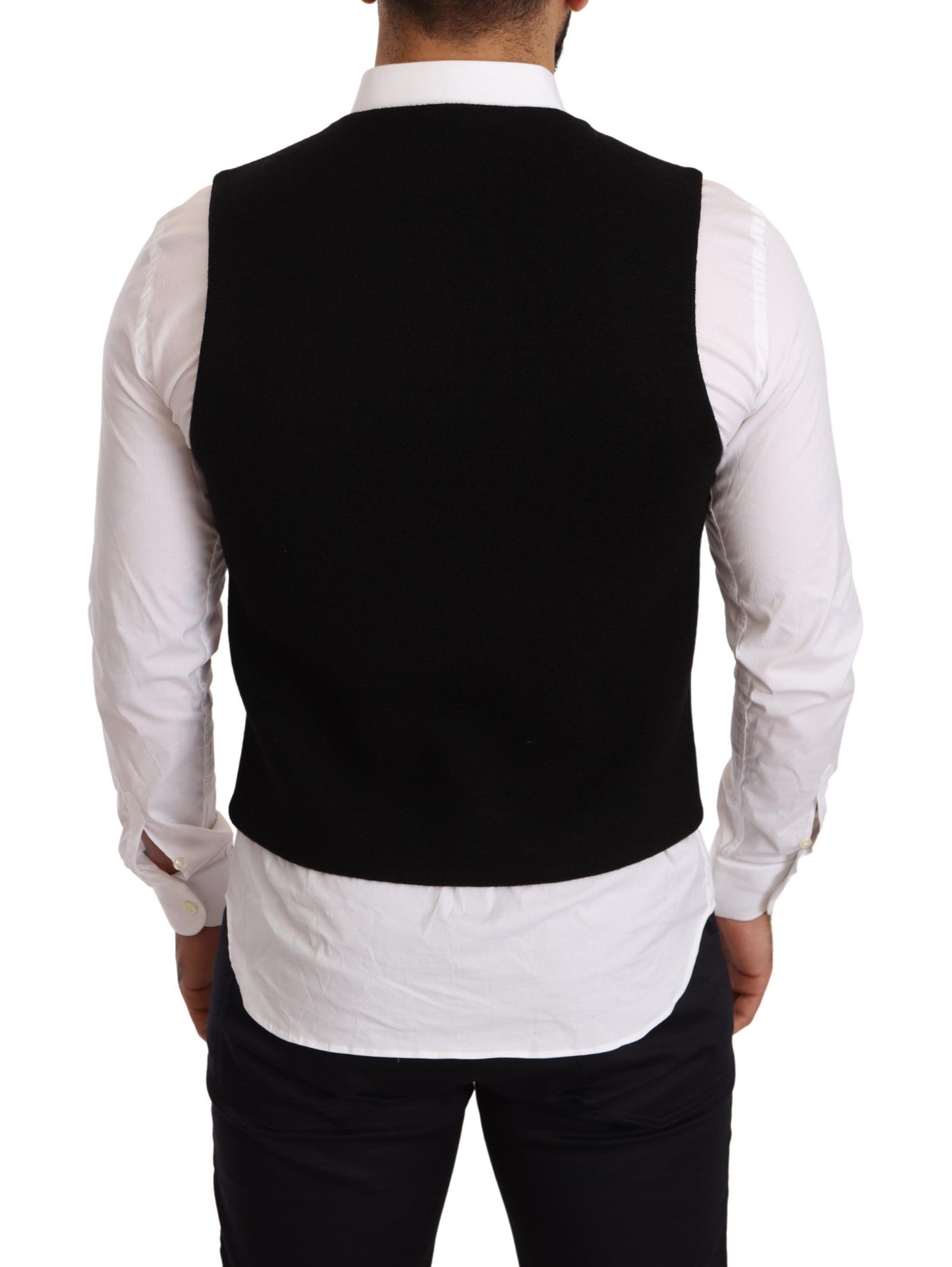 Dolce & Gabbana Elegant Black Cotton Formal Dress Vest