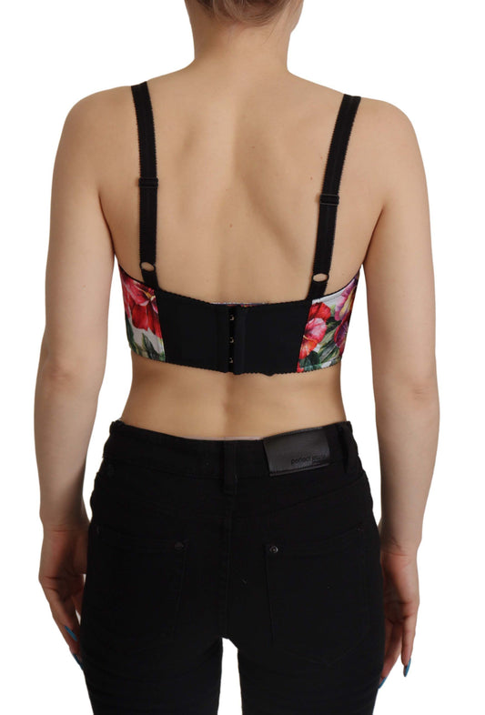 Dolce & Gabbana Multicolor Cropped Blouse Corset Patchwork Top