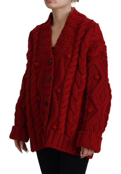 Dolce & Gabbana Elegant Red Virgin Wool Cardigan