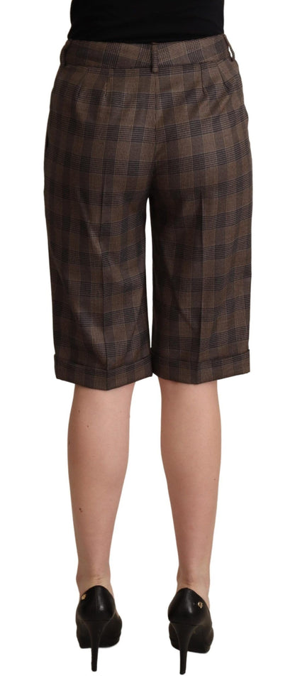 Dolce & Gabbana Checkered Wool Bermuda Shorts in Brown