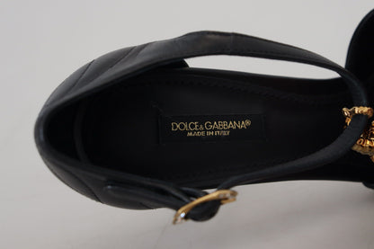 Dolce & Gabbana Elegant Gold-Embellished Leather Sandals