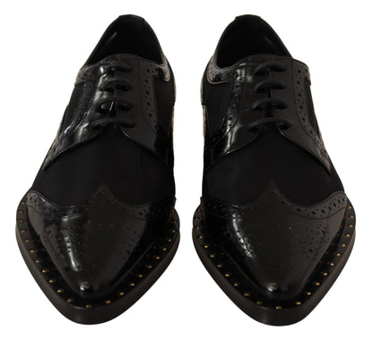 Dolce & Gabbana Elegant Gold-Trimmed Black Oxford Lace-Ups