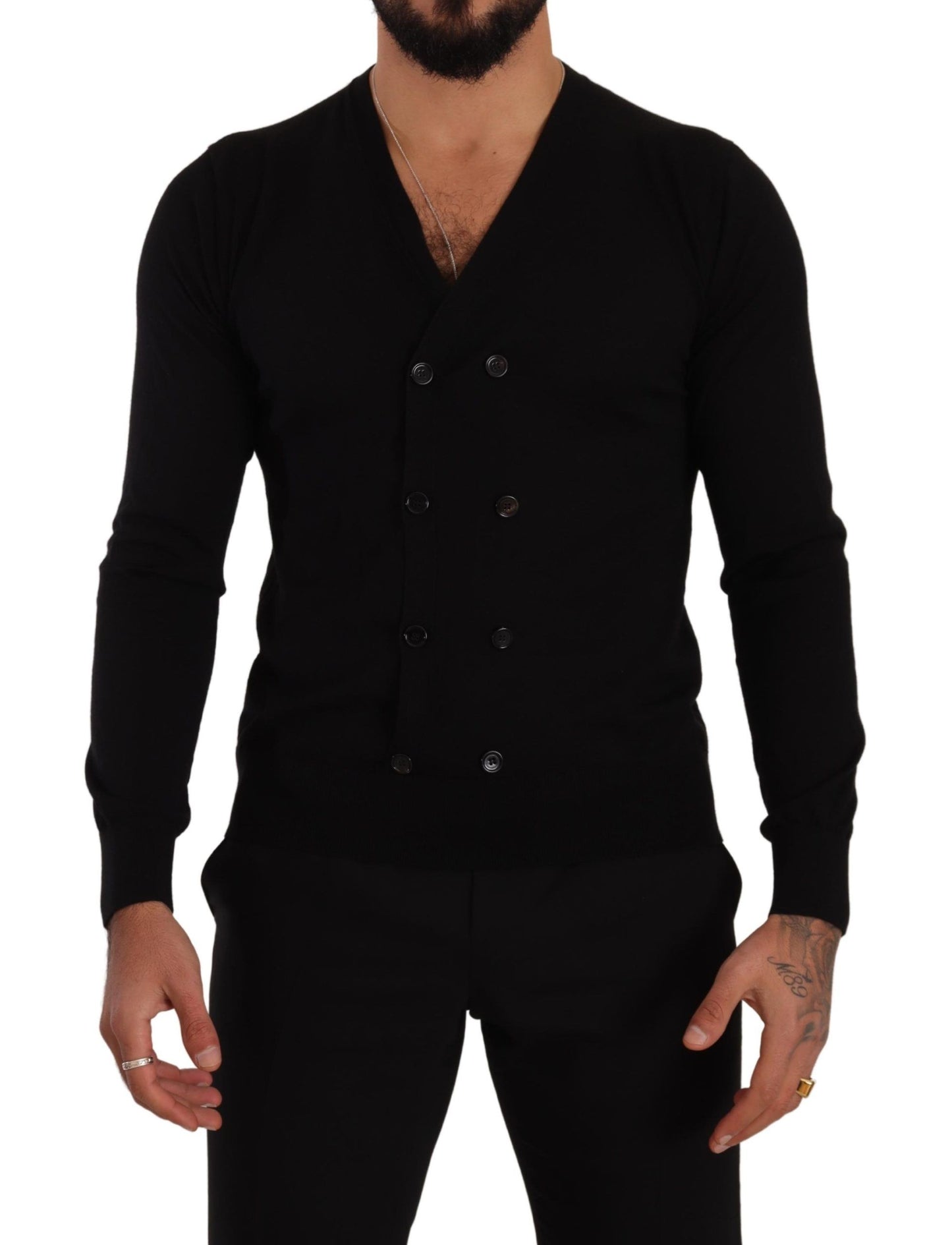 Dolce & Gabbana Black Cashmere Button Down Cardigan Sweater