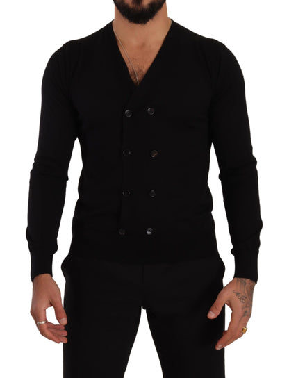 Dolce & Gabbana Black Cashmere Button Down Cardigan Sweater