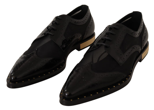 Dolce & Gabbana Elegant Gold-Trimmed Black Oxford Lace-Ups