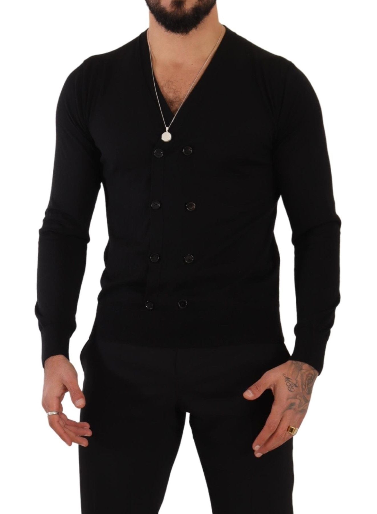 Dolce & Gabbana Black Cashmere Button Down Cardigan Sweater