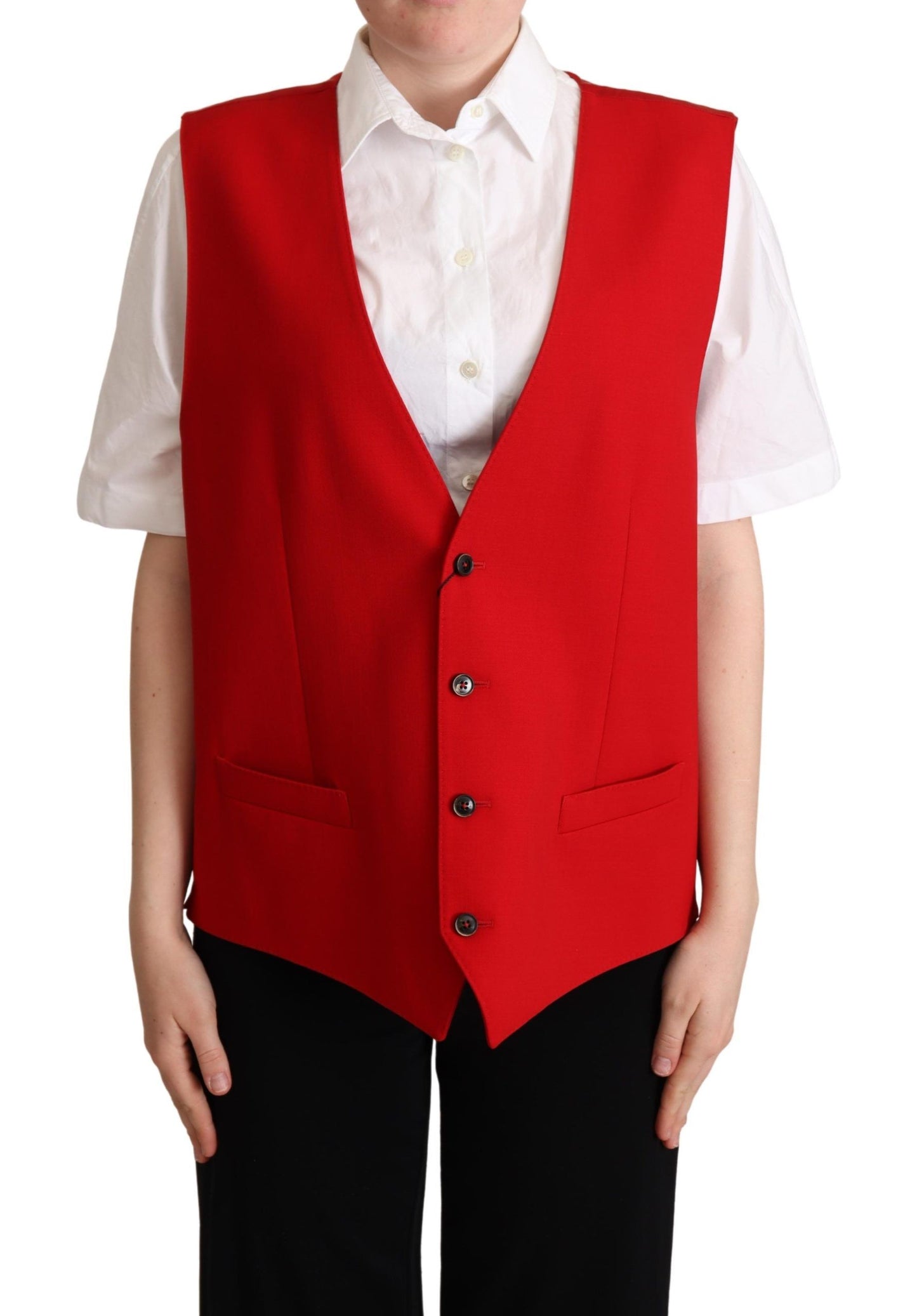 Dolce & Gabbana Elegant Red Virgin Wool Sleeveless Vest