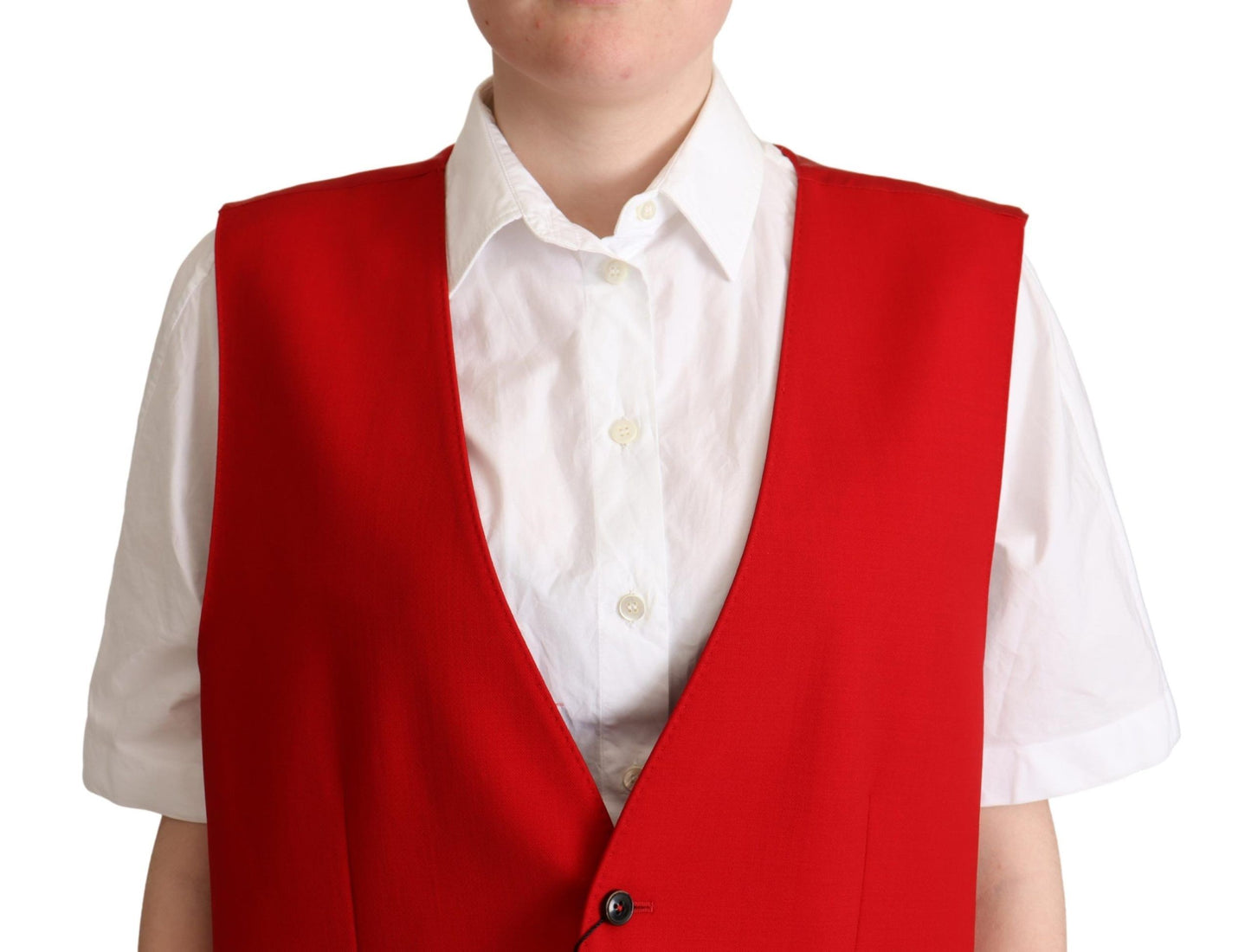 Dolce & Gabbana Elegant Red Virgin Wool Sleeveless Vest