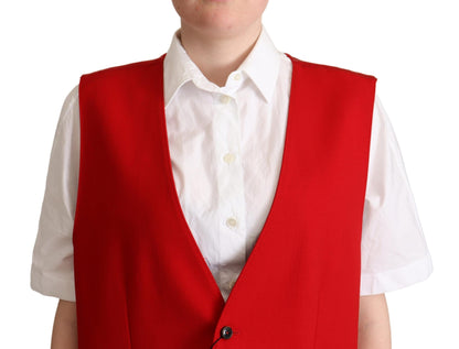 Dolce & Gabbana Elegant Red Virgin Wool Sleeveless Vest